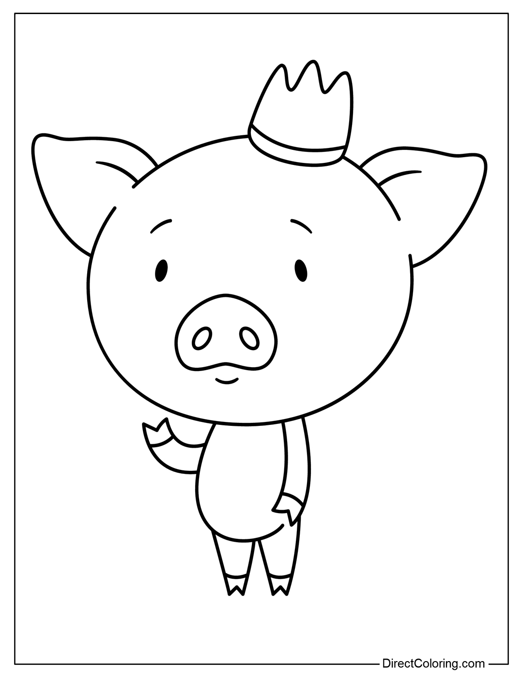 Pig in Crown Coloring Page